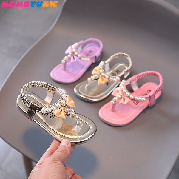 Sandalias Zapatos de verano para niñas Zapatos planos Mary Janes con cuentas Zapatos de princesa Fling Zapatos de baile para bebés Sandalias para niños Zapatos de boda para niños Rosa 230419