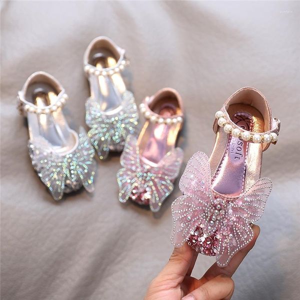 Sandales été filles chaussures papillon cristal princesse pour Bling perles enfants couverture orteil fête mariage chaussure bébé