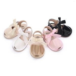 Sandálias Verão Crianças Infantil Bebê Meninas Flat Brilhante Princesa Sapatos Sólidos PU Chinelos Jardim Infantil