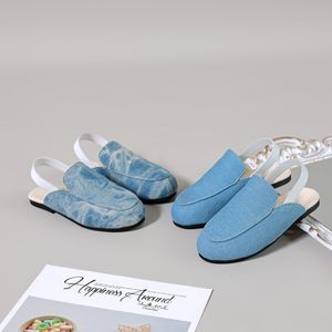 Sandalen zomer schoenen schoenen kinderen buitenglaasjes babymeisjes denim slippers peuter jongens blauw merk flats prinses glijbanen glijden op schoenen 230522