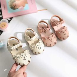 Sandalen zomer kinderen schoenen mode kraal leer zoete kinderen sandalen voor meisjes peuter baby ademende hoolow uit bloemschoenen