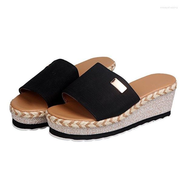 Sandalen Summer Lady 2023 Style Rope Slippers Schoenen met hoge hakken Damessandalen Zomer