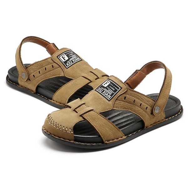 Sandalen Zomer Leer Mannen Outdoor Strand Zachte Comfortabele Handgemaakte Swing Slide Slip-On Klassieke Mode Soulier Homme Maat 38-45Sandalen