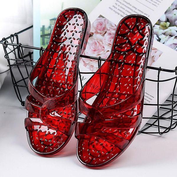 Sandalias, mocasines de verano, zapatos transparentes para mujer, zapatos de gelatina con punta abierta poco profunda para mujer, chanclas de moda 2021 para mujer