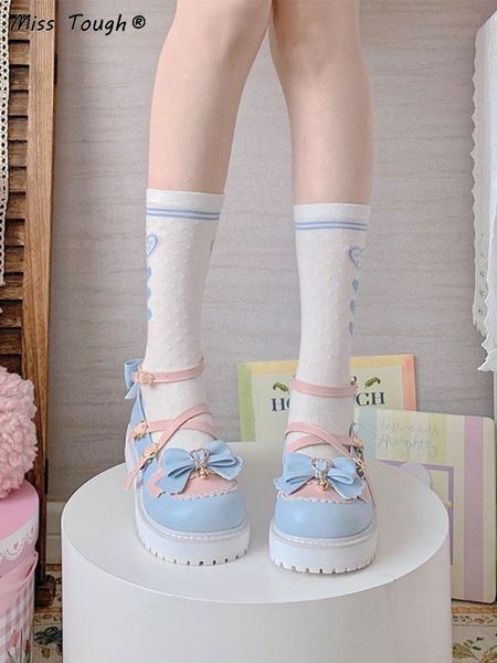 Sandales D'été Lolita Doux Sandales Femmes Style Japonais Arc Kawaii Chic Mary Janes Chaussures Mixte Couleur Bout Rond Casual Chaussures 230714