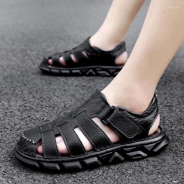 Sandalias de verano para hombre, zapatilla romana clásica de cuero, zapatilla de deporte al aire libre, chanclas de goma para playa, sandalias de senderismo acuático 39-47