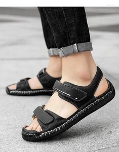 Sandalen zomer heren leer casual strand zacht bodem niet -slip botsing vermijding grote size sporten