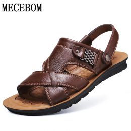 Sandalen Zomer Heren Sandalen Leisure Kwaliteit Leer Casual schoenen Male Slipon Beach Sandalen Big Size 47 Lederen Men Sandalen