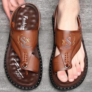 Sandales d'été à fond souple pour hommes, tongs de qualité décontractées, grande taille, résistantes à l'usure, chaussures de plage à double usage
