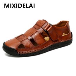 Sandales Salles en cuir séparées pour hommes Sandales extérieures Flats Sandals Sandals Place pour hommes Plateforme de sandale romaine Fashion Fashion Men's Sneakers