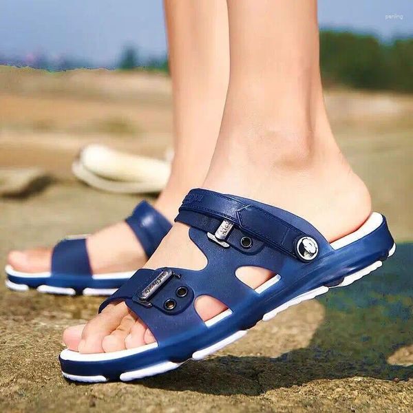 Sandalias Summer Men zapatillas Outdoor Beach Zapatos informales Interior Duración Duración Anti Slip Peep Toe Cómoda Jelly Ligera