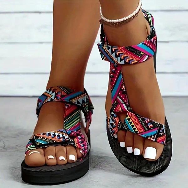 Sandales d'été à plateforme plate pour femmes, chaussures de plage légères et antidérapantes, corde mignonne pour le confort, gladiateur Sandalias Mujer, 2024