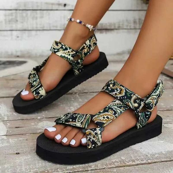 Sandales d'été plate-forme plate pour femmes, chaussures de plage légères antidérapantes, corde mignonne, gladiateur confortable H240328TEAO