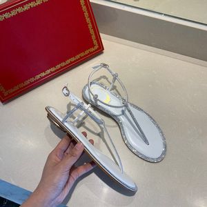 Sandales d'été RC T-strap Bow chaussures plates femmes designer mode luxe tongs sandale avec perles
