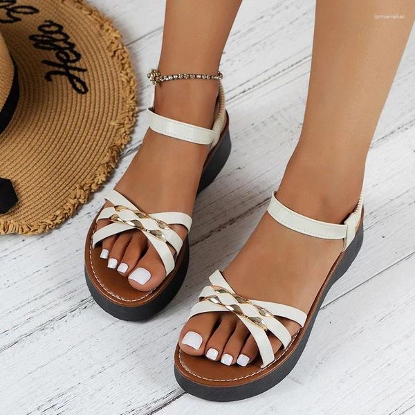 Sandalias Summer Rome Women 2024 Fashion Flip Flip Flip Flats Platform Platform Open Toe Slippers Playa Caminata Toboganes Zapatillas Mujer