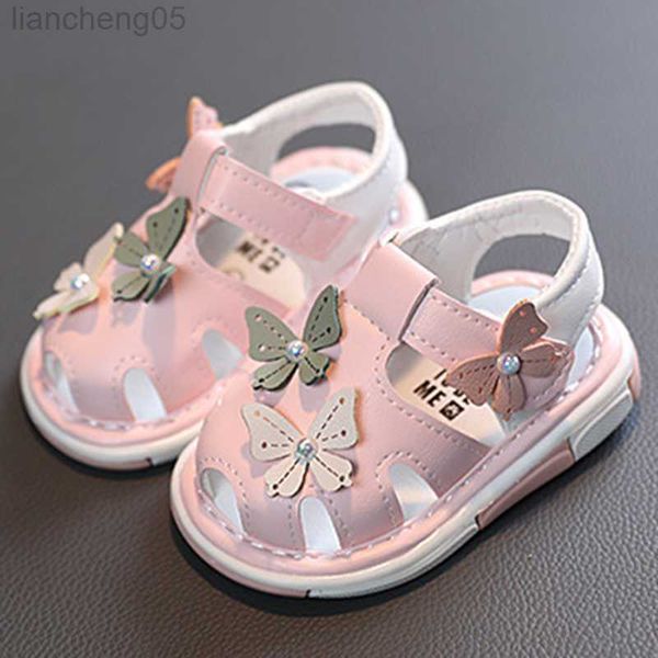 Sandalias de verano, sandalias para niña pequeña, zapatos romanos de princesa a la moda para fiesta de cumpleaños transpirables combinables con mariposa bonita de fondo suave W0327