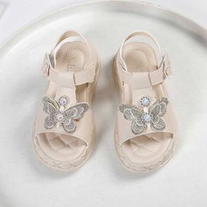 Sandales d'été pour filles, chaussures plates à plateforme, chaussures princesse d'été pour enfants, avec nœud papillon, Beige, rose, à la mode, 21-36