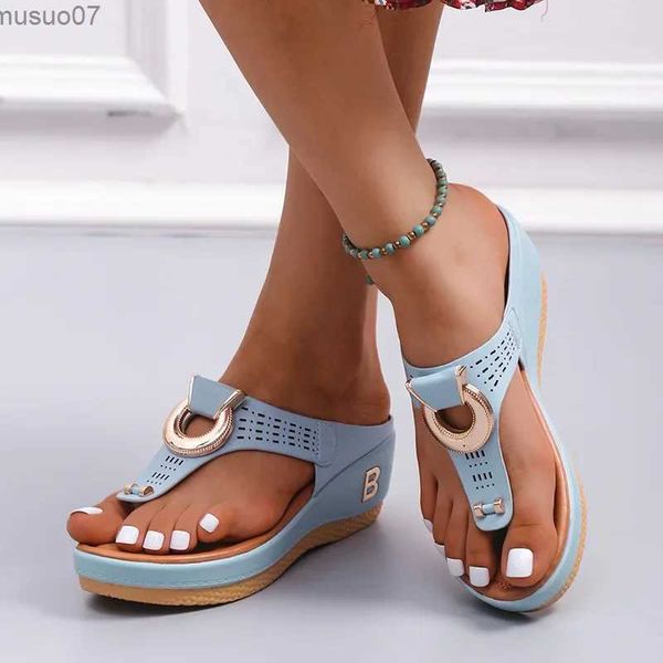 Sandalias Sandalias de verano para mujeres 2024 Sandalias de cuña de plataforma grande Non Slip Open Toe Flip Top para mujer cómodas zapatos de playa de playa