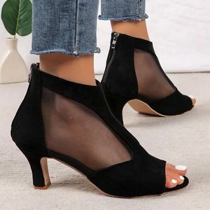 Sandales Summer Sexy High Heels Femme Chaussures 2024 Mesh Peep Toe Fashion Poigante Pumps robes élégantes Femme