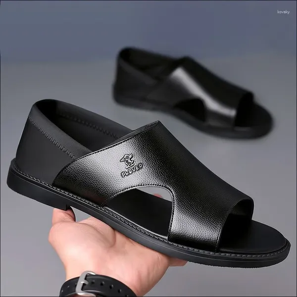 Sandales Chaussures d'été pour hommes Fashion Gétille en cuir à grande taille Bow Casual Mandis Youth Outdoor Cool Beach