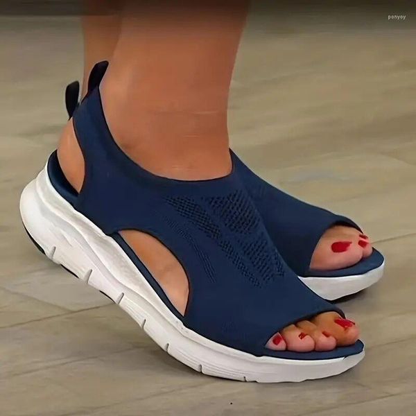 Sandalias deportivas de verano para mujer, zapatos de plataforma cómodos lavables, calzado informal de cuña transpirable a la moda, talla grande