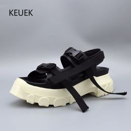 Sandalias de verano con suela gruesa y aumento de altura, plataforma romana Retro, zapatos de playa de moda para hombres y mujeres europeas, Sandalias, Zapatos 2C 230807