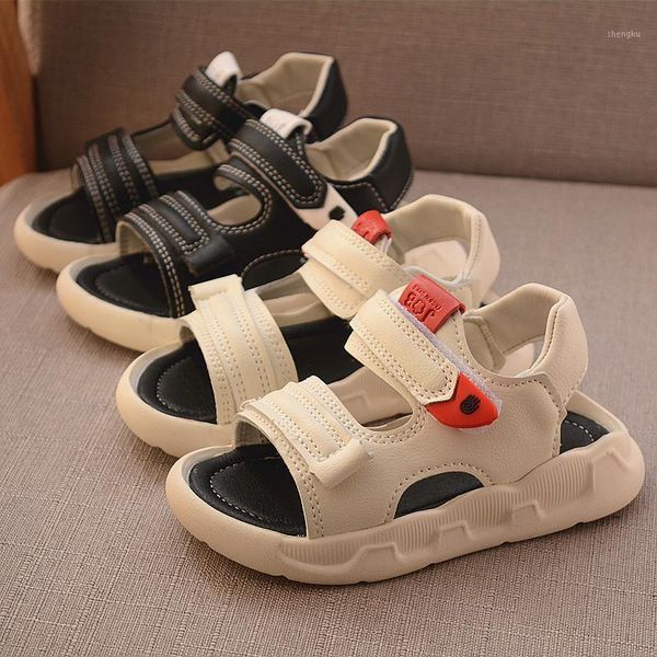 Sandalias Verano Niño Bebé Niña Zapatos Color Sólido Cuero Transpirable Niños Zapatillas Niños Infantil Deporte Negro