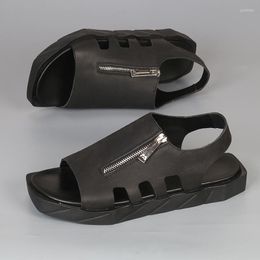 Sandali Summer Trend Pelle Traspirante Casual Pelle bovina Suole morbide Punta aperta Scarpe da spiaggia all'aperto