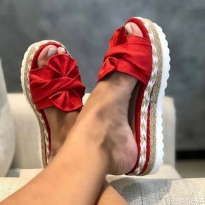 Sandalen Zomer Wedge Cute Bow Decoratie Comfortabele lage hiel Damesschoenen Maat