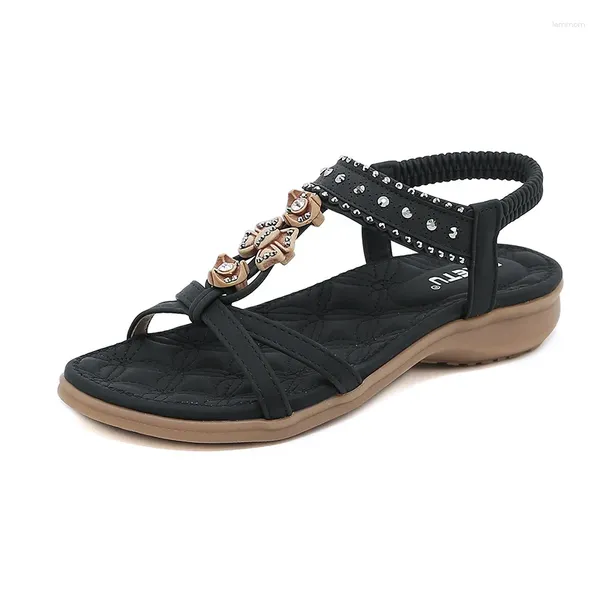 Sandalias Mujeres de verano Plataforma 1 cm 3 cm Tacones de altura Dama elástica Cómoda Bling Rivet Soft Shoat