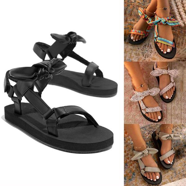 Sandalias verano mujer color plano casual encaje hasta zapatos de arco para damas moda 2022 zapatos de leopardo al aire libre de mujersandalias