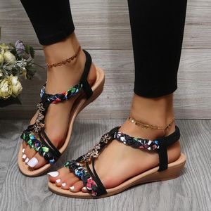 Sandales Summer Femmes Plat Beded Place string sexy Shoes Open Toe Shoes Slippers Footwear Plus