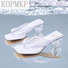 Sandalen zomer dames vierkant teen slippers slippers flip flop dames mode hoge hakken pu lederen dames casual schoen vrouwelijk schoenen 230512