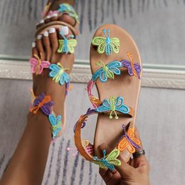 Sandalen zomer vrouwen zoete boho parel decoratie lederen flats plus maat strand zand vakantie schoenen zapatos 230411