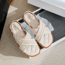 Sandalen zomer dames platte schoenen dames casual Koreaanse stijl modeontwerp werk en dagelijkse slijtage groot formaat 4143 230421