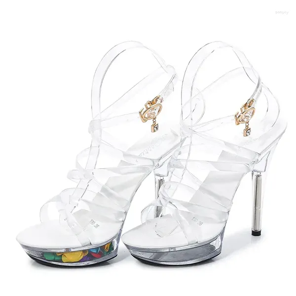 Sandales à talons super hauts pour femmes, chaussures de luxe, plateforme transparente, rose, strip-teaseuse en PVC, 2024