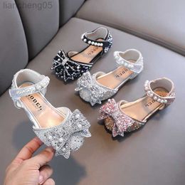 Sandalen Sweet Girl Princess Shoes Fashion Rhinestone Pearl Bow Baby Shoes Kinder feest Children's Dance Little Girls lederen schoenen Nieuw G83 W0327