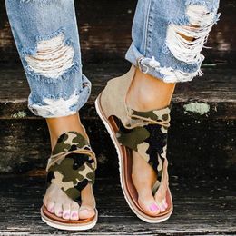Sandalen Telotuny Women Casual Camouflage Gedrukte Zomer Flip Flops Flops Flat Comfy Buiten Back Zipper Beach Shoes 2023
