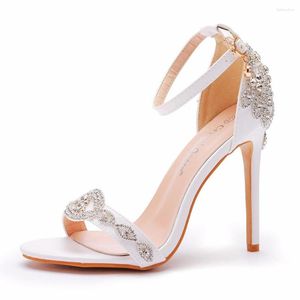 Sandalen De 670 riem met één lijn is veelzijdig voor Bride's Stiletto-schoenen 11 cm hoge hakken witte PU dameshuwelijk