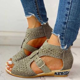 Sandales les plus populaires femmes romaines été mère talons hauts compensés Sandalet Sandalen Damen Zapatos jer 2024 H240328JTWX
