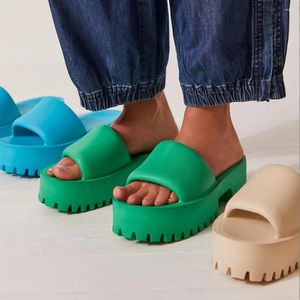 Sandalen dikke zool slippers dames mode trendy groene eva hoge hakken schoen dikke hiel vrouwelijk groot platform dia