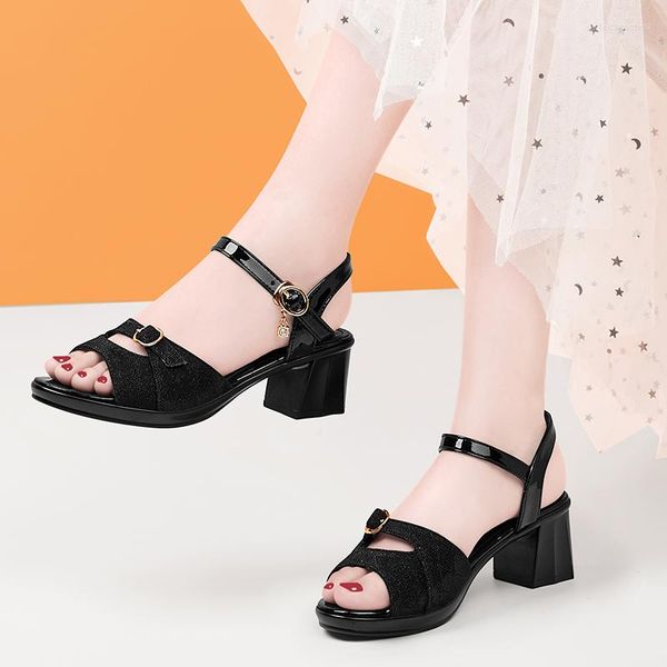 Sandals Toe 6506 Peep High tacones de boda gruesas Bombas de verano para mujeres Concise Sexy Women Shoes Open Modern Platform