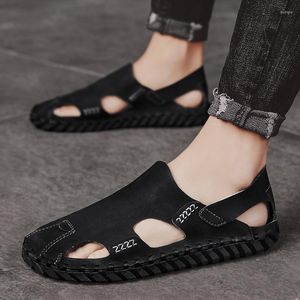 Sandals Toe Beach Men Close S Summer Flats Zapatos Hombres suaves suaves sin resbalón Avalaje al aire libre Caual Caual Flat Zapato 408 Sandalia