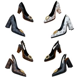 Sandalen top lederen designer schoenen oude bloem hoge hakken metalen letterpumps luxe dames feestschoenen rugbandjes platformschoenen puntige teen parels nieuwe mode schoenen