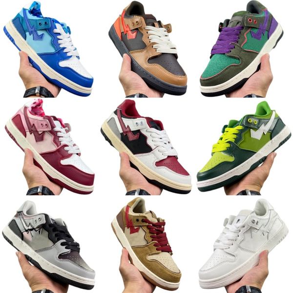 Sandalias Zapatos de skate de cuero superior Zapatos de diseñador de lujo para mujer Zapatos clásicos para correr para hombre Zapatos de baloncesto antideslizantes Zapatillas con cordones Parte inferior de goma Letra del dedo del pie redondo