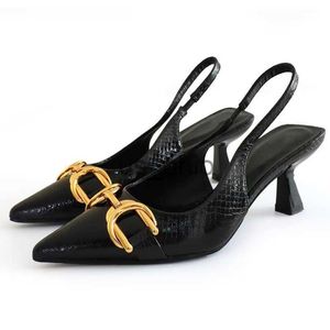 Sandalen Traf 2023 Zwarte Bezaaid Hakken Slingback Pumps Vrouwen Zomer Animal Print Hakken Puntschoen Stiletto Schoenen Bruiloft Sandalen J230612