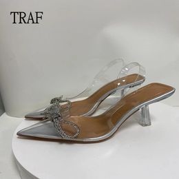 Sandalias TRAF tacones altos mujer verano moda arco zapatos de tacón transparente elegantes bombas de fiesta mujer Sexy tacón 230308