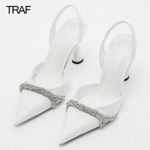 Sandales TRAF talons blancs femme pompe à talons mariage mariée bureau haut printemps été chaussures à talons aiguilles 230422