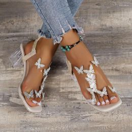 Sandalen transparante vierkante hak voor vrouw flashboor zomer hoge hakken mode damesschoenen lage sandalia's maat 43