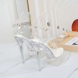 Sandales Transparent Voesnees Crystal Wedding Shoes Platform Femmes Super High Heel14cm 2024 Arrive FEMA 35C